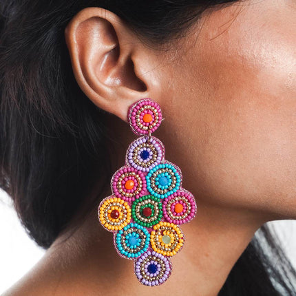 Multi Beaded Bunch Earrings - HASHTACK