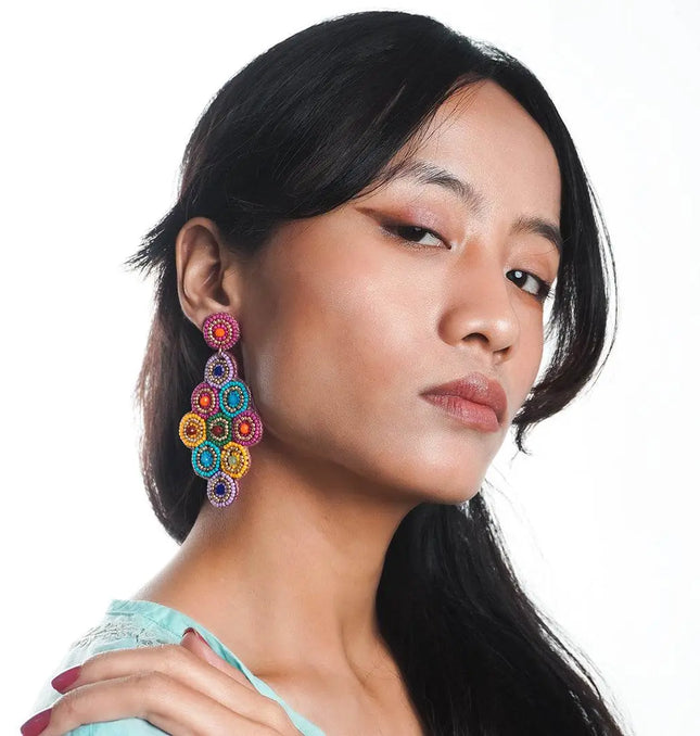 Multi Beaded Bunch Earrings - HASHTACK