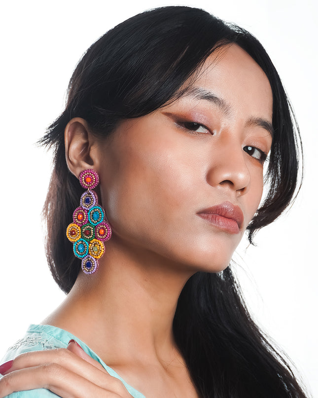 Multi Beaded Bunch Earrings