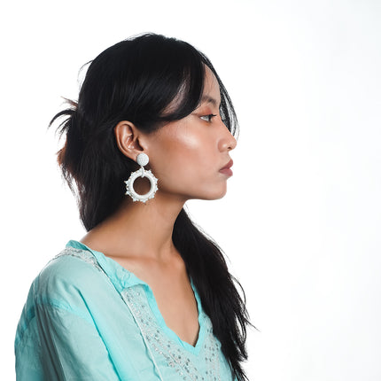 Opal White Hoops Earrings