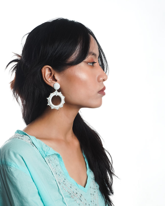 Opal White Hoops Earrings