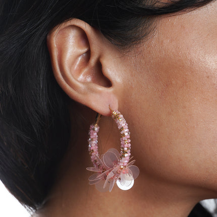 Blush Bloom Hoop Earrings