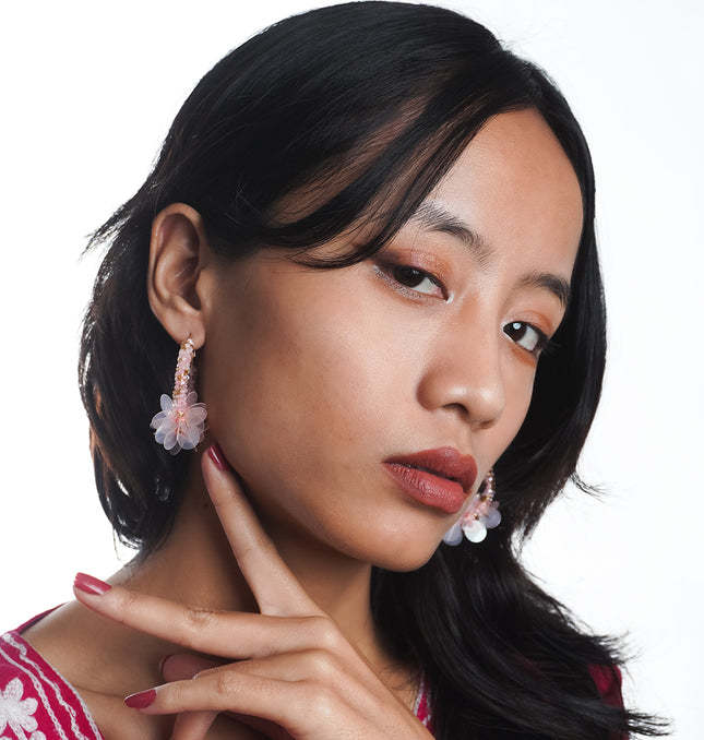 Blush Bloom Hoop Earrings