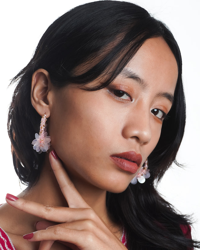 Blush Bloom Hoop Earrings