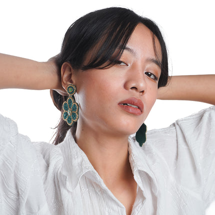 Emerald Bloom Hoop Earrings