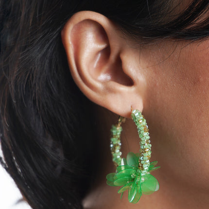 Emerald Bloom Hoop Earrings