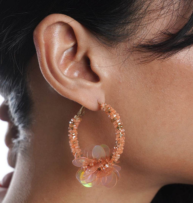 Orange Emerald Bloom Hoop Earrings - HASHTACK