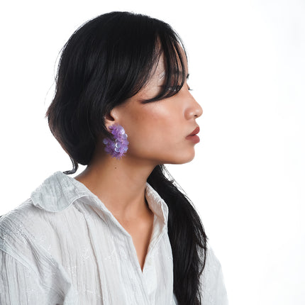 Lavender Bloom Sequin Hoop Earrings