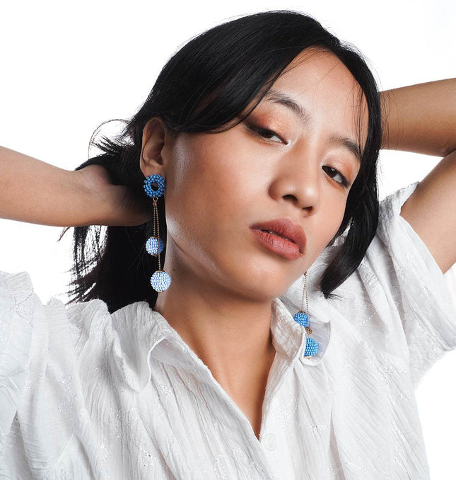 Nautical Navy Hoops drop earrings - HASHTACK