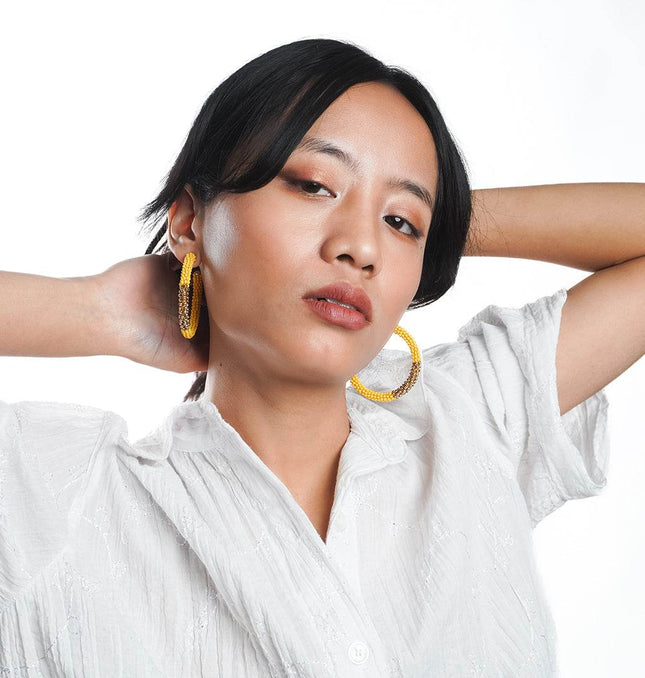 Golden Yellow Beaded Hoop - HASHTACK