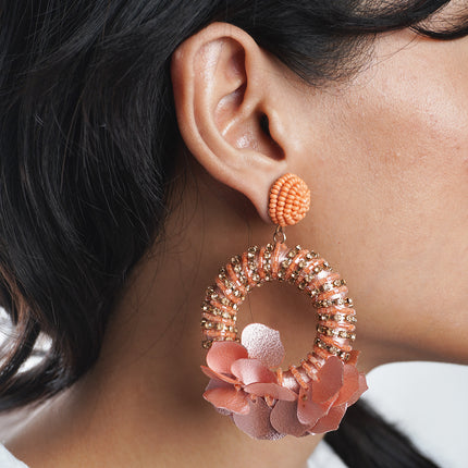 Orange Petal Hoop Earrings