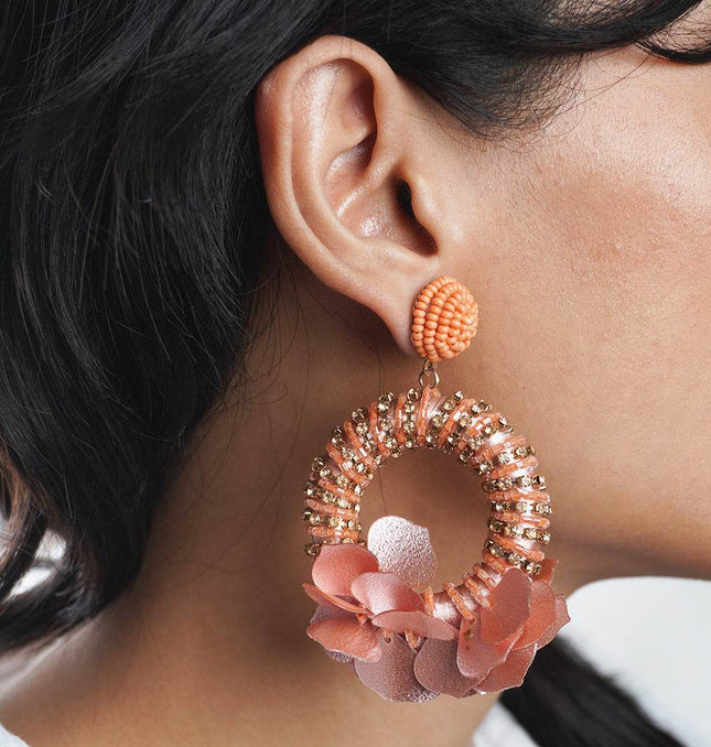Orange Petal Hoop Earrings - HASHTACK