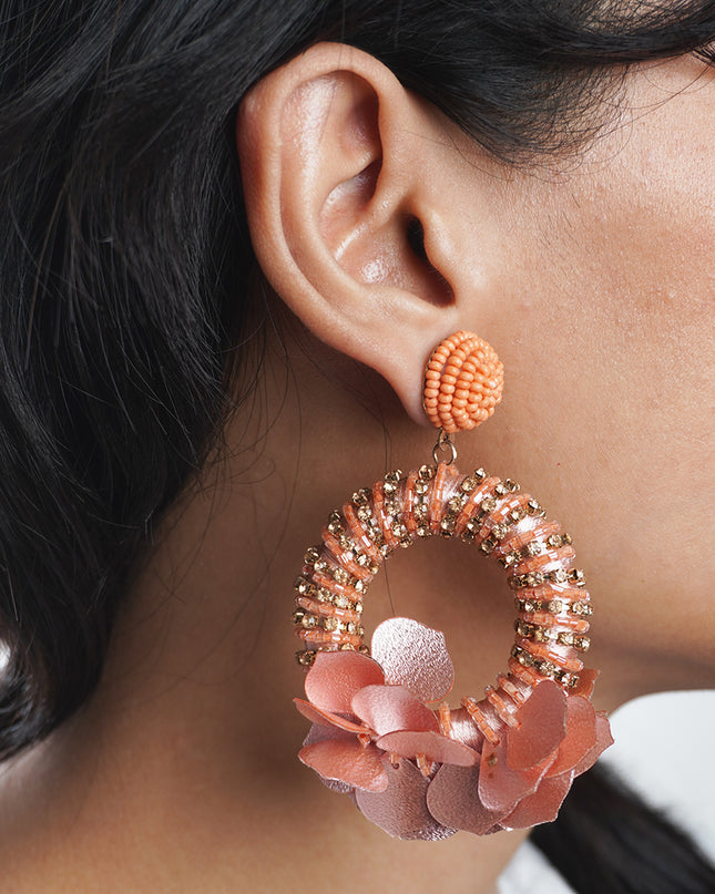 Orange Petal Hoop Earrings