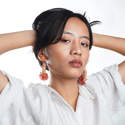 Orange Petal Hoop Earrings