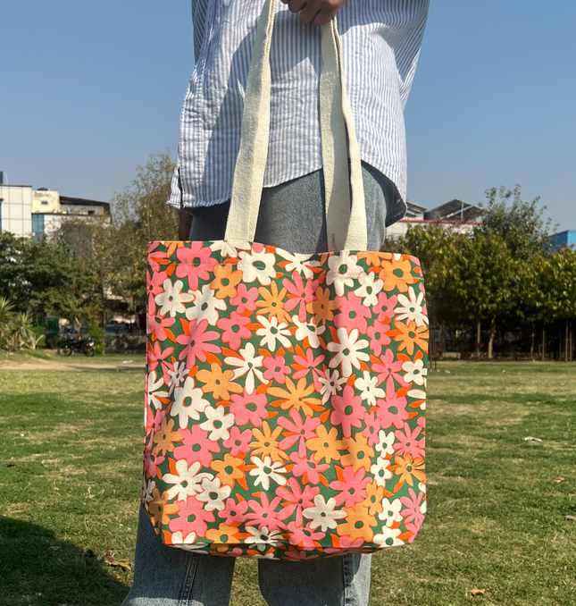 Floral Cotton Canvas Tote