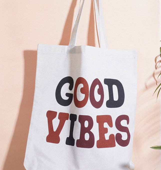 Good Vibes Canvas Tote Bag - HASHTACK
