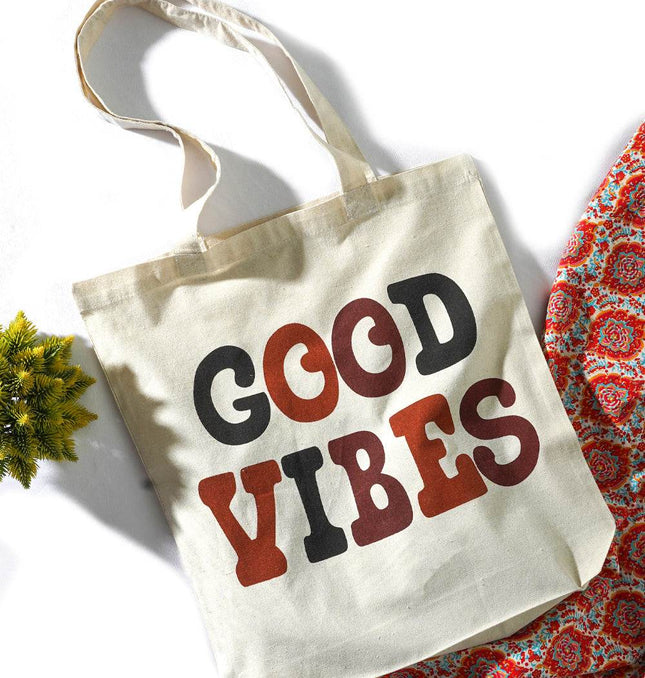 Good Vibes Canvas Tote Bag - HASHTACK