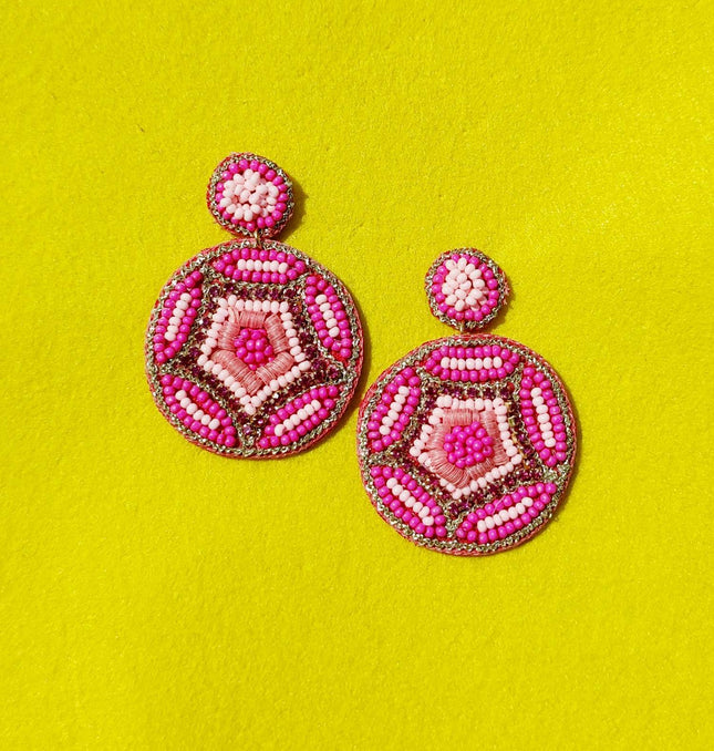 Multi Pink Beaded Spider Earrings - HASHTACK