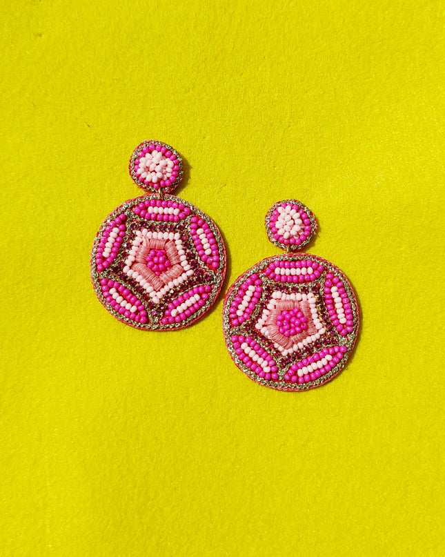 Multi Pink Beaded Spider Earrings