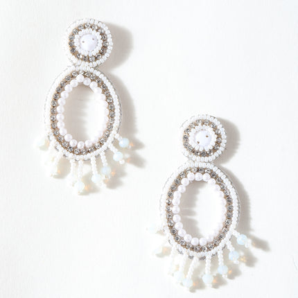 White Mini Pearl Drop Ring Eariings