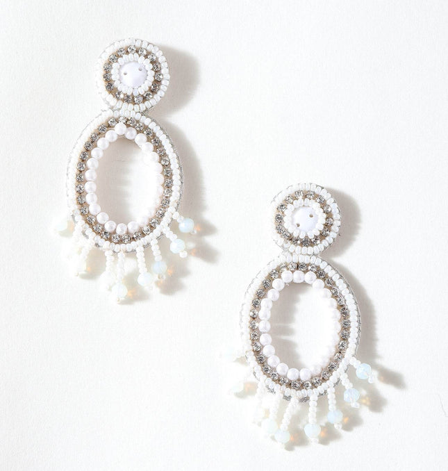 White Mini Pearl Drop Ring Earrings - HASHTACK