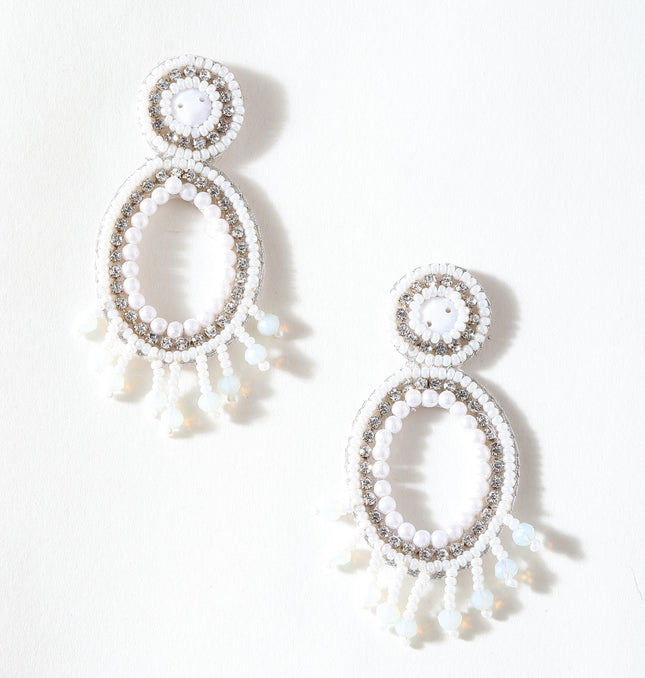 White Mini Pearl Drop Ring Earrings