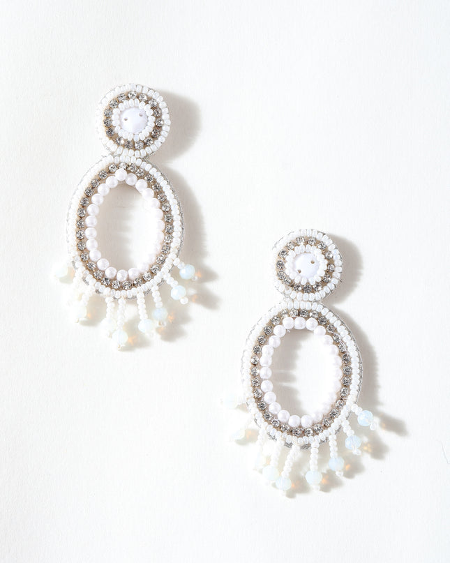 White Mini Pearl Drop Ring Eariings