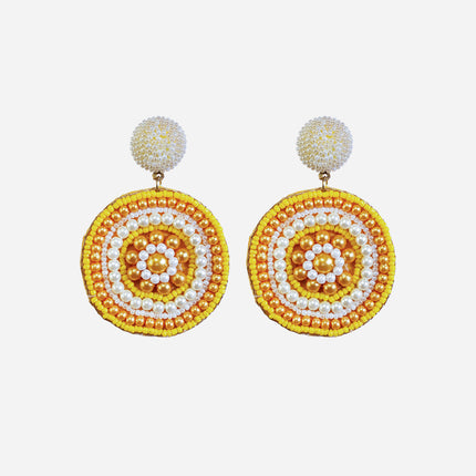 Yellow Beaded Sun Earrings