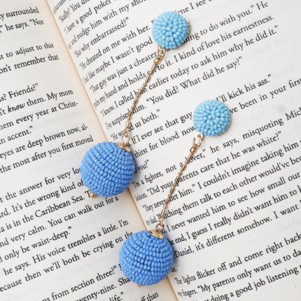 Blue Chain Beaded Dangle Earrings