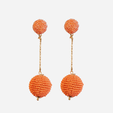 Orange Chain Beaded Dangle Earrings