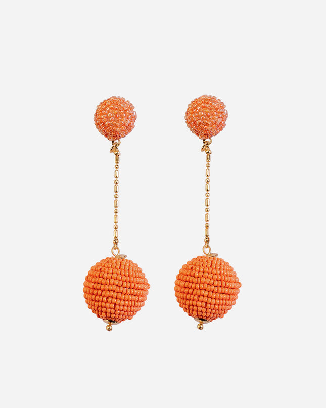 Orange Chain Beaded Dangle Earrings