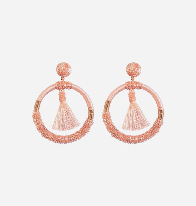 Orange Beaded Fringe Hoops - HASHTACK
