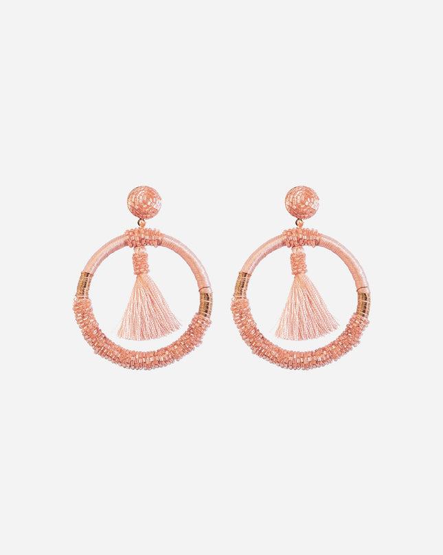 Orange Beaded Fringe Hoops