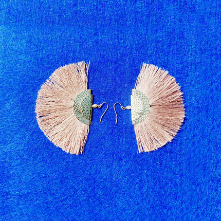 Golden Brown Half Moon Siikka Fringe Earrings