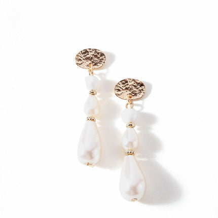 White Triple Drop Earrings