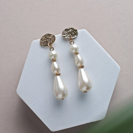 White Triple Drop Earrings