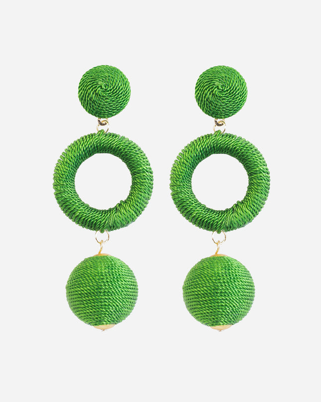 Green Cord Triple Dangle Earrings