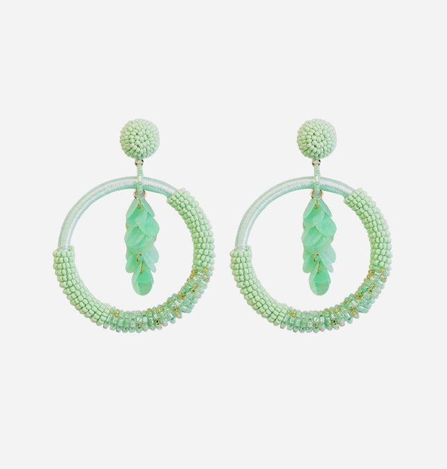 Green Beaded Bunch Hoops - HASHTACK