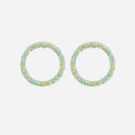 Green 2 Tone Cutdana Hoop Earrings