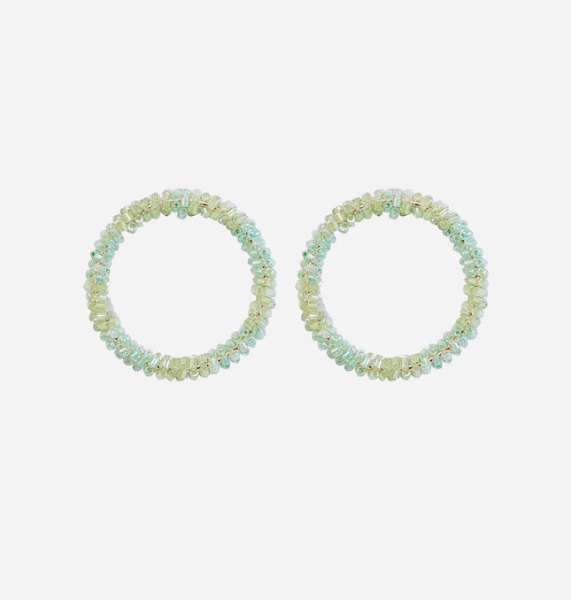 Green 2 Tone Cutdana Hoop Earrings - HASHTACK