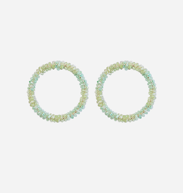 Green 2 Tone Cutdana Hoop Earrings