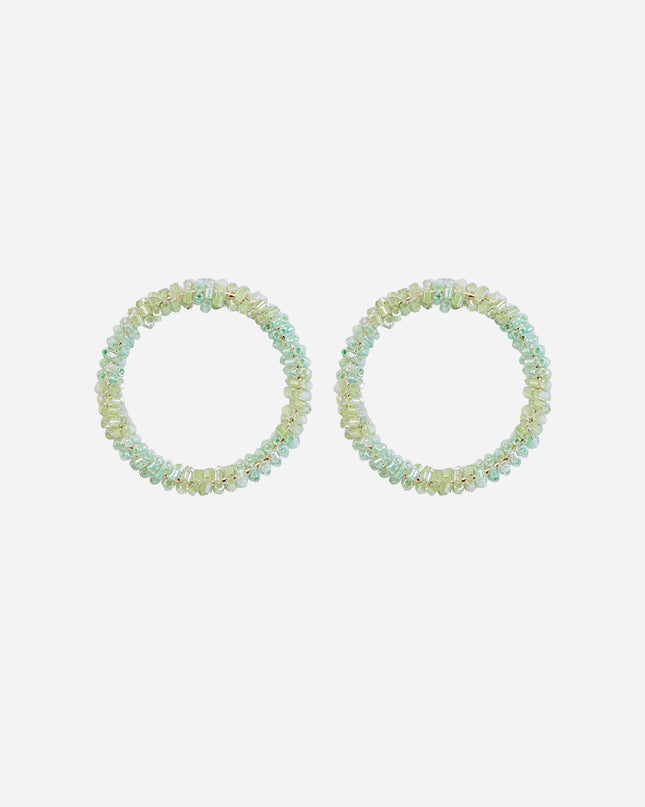 Green 2 Tone Cutdana Hoop Earrings