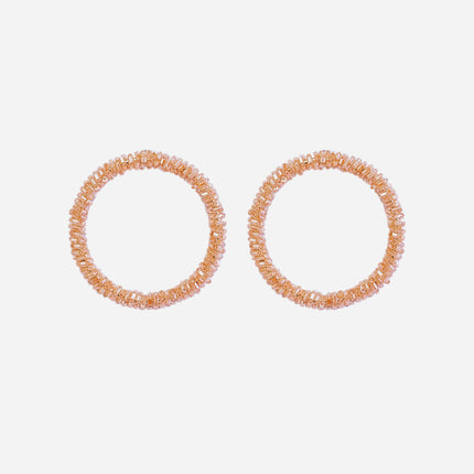 Orange 2 Tone Cutdana Hoop Earrings