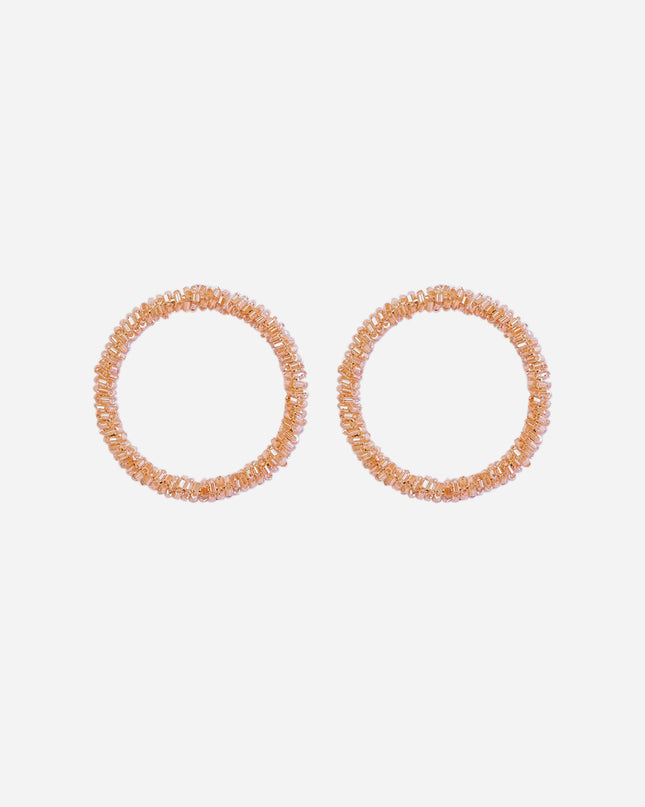 Orange 2 Tone Cutdana Hoop Earrings