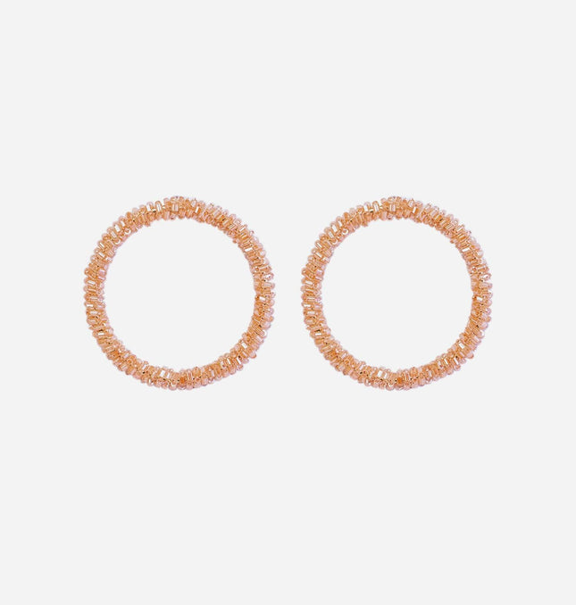 Pink 2 Tone Cutdana Hoop Earrings - HASHTACK