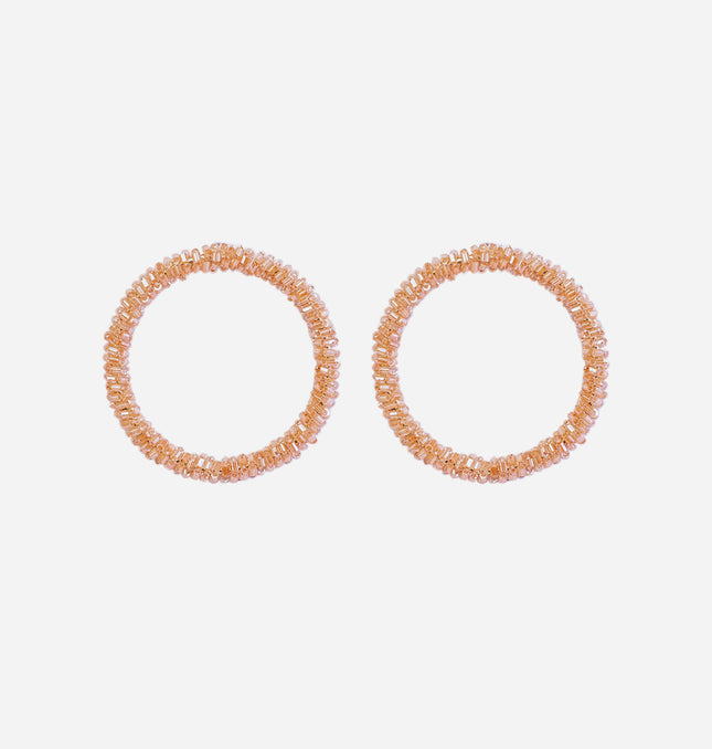 Pink 2 Tone Cutdana Hoop Earrings