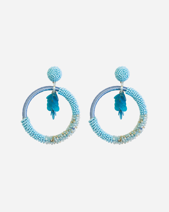 Sky Blue Beaded Bunch Hoops