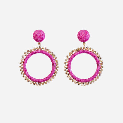 Pink Beaded Sun Hoops