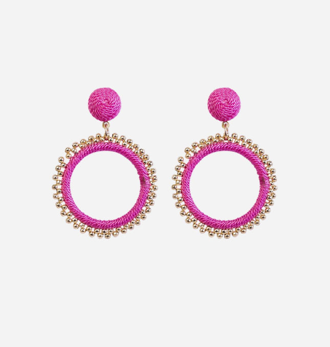 Pink Beaded Sun Hoops - HASHTACK