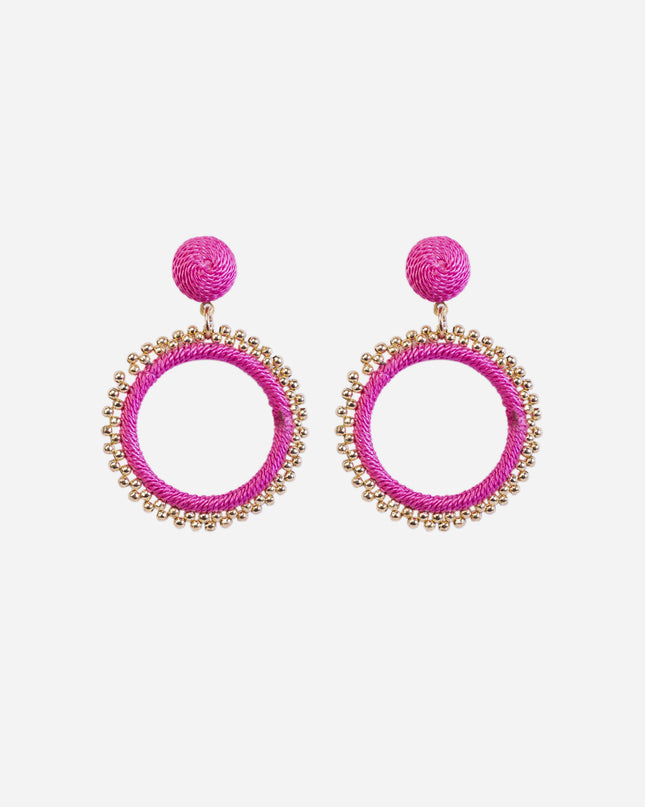 Pink Beaded Sun Hoops